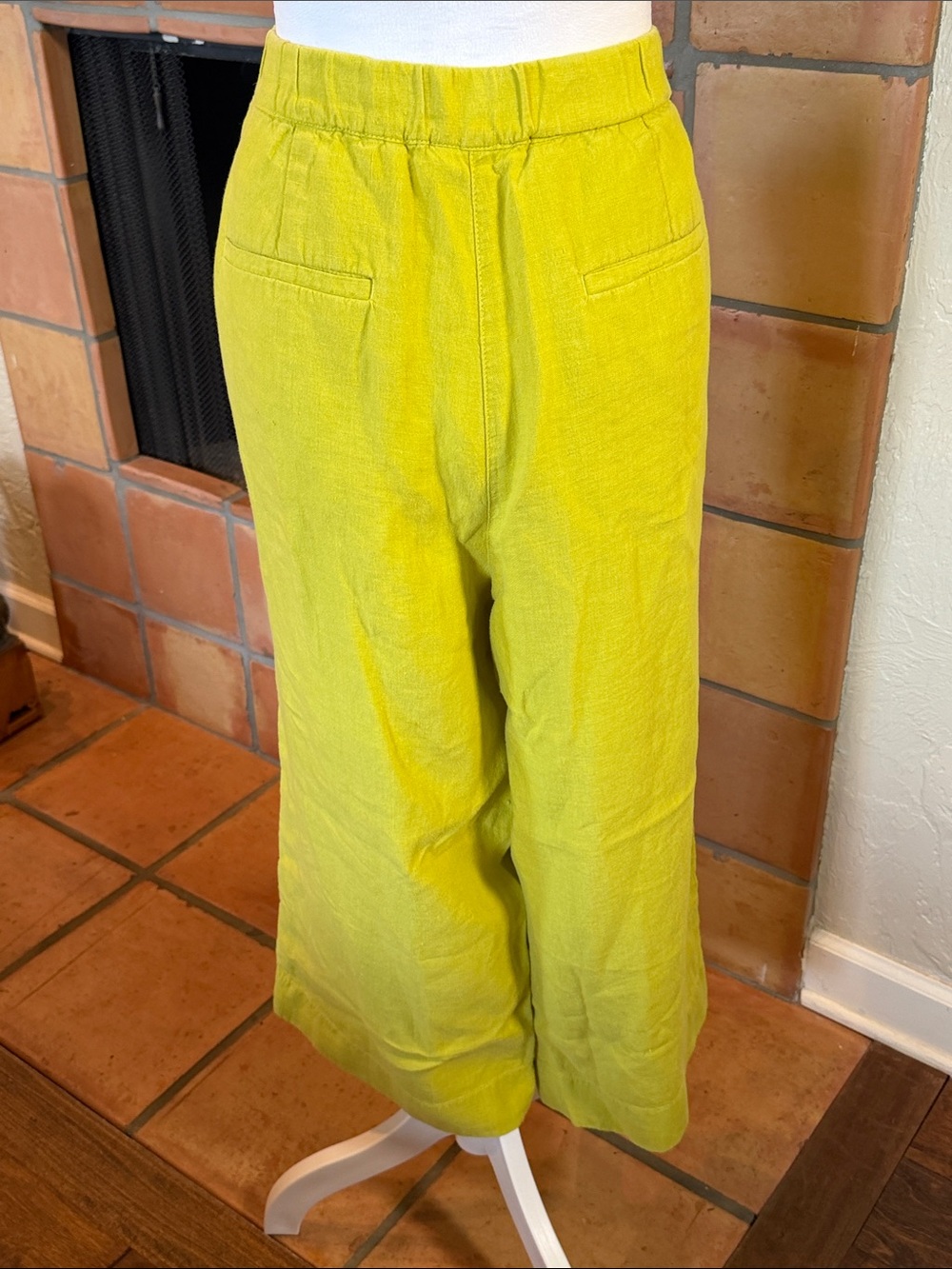 J. Jill Love Linen Chartreuse Wide-Leg Crop Pants, size XL - Picture 4 of 10